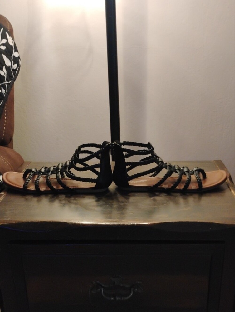 Arizona Jean Company Black Braided Multi-Strap Gladiator Sandals - Picture 4 of 6